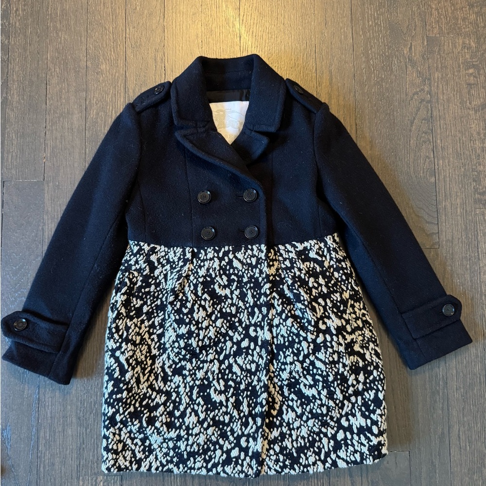 Burberry Kids' Black and Cream Pea Coat